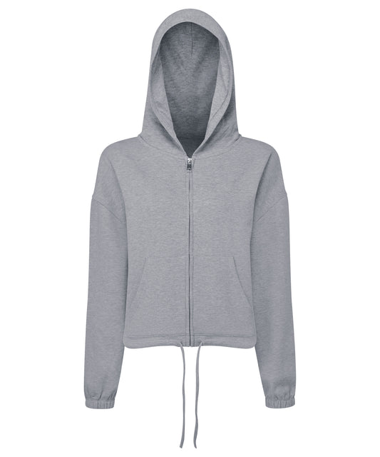 TriDri Women's TriDri® recycled cropped oversize full-zip hoodie Heather Grey