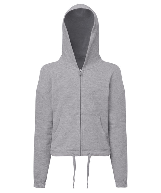 TriDri Kids TriDri® recycled cropped oversize full-zip hoodie Heather Grey