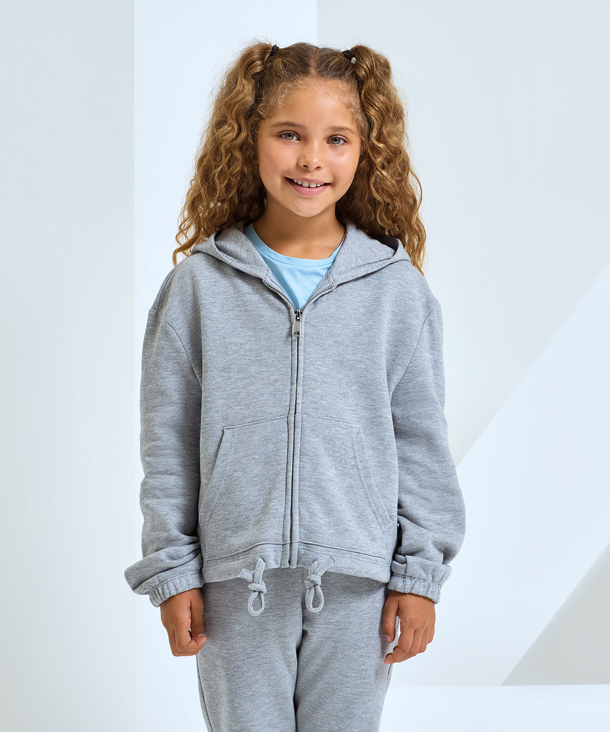 TriDri Kids TriDri® recycled cropped oversize full-zip hoodie Black