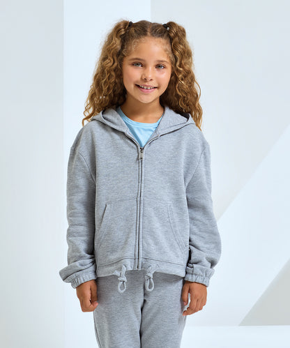 TriDri Kids TriDri® recycled cropped oversize full-zip hoodie Black