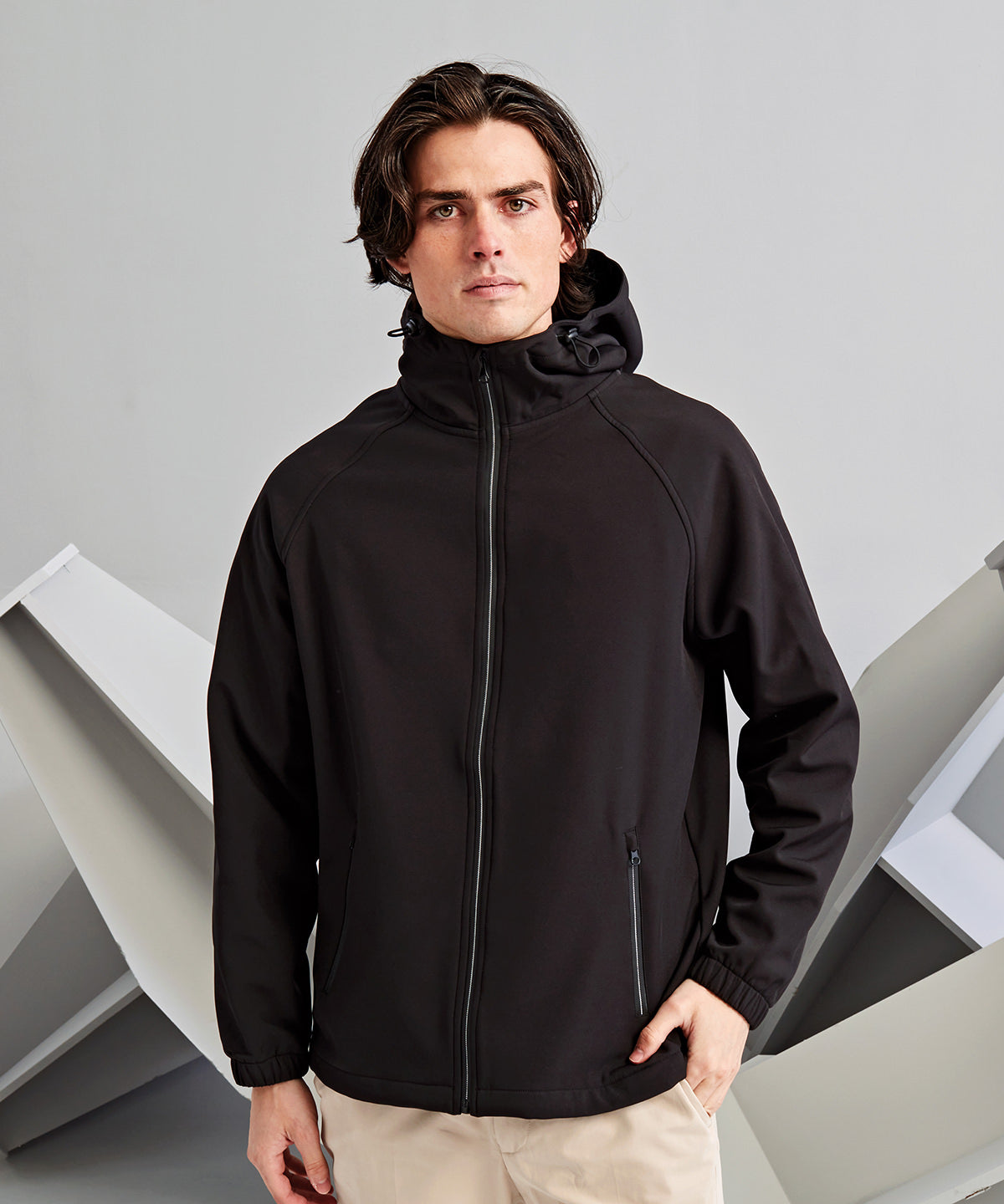 2786 Hooded 2-layer softshell jacket Black