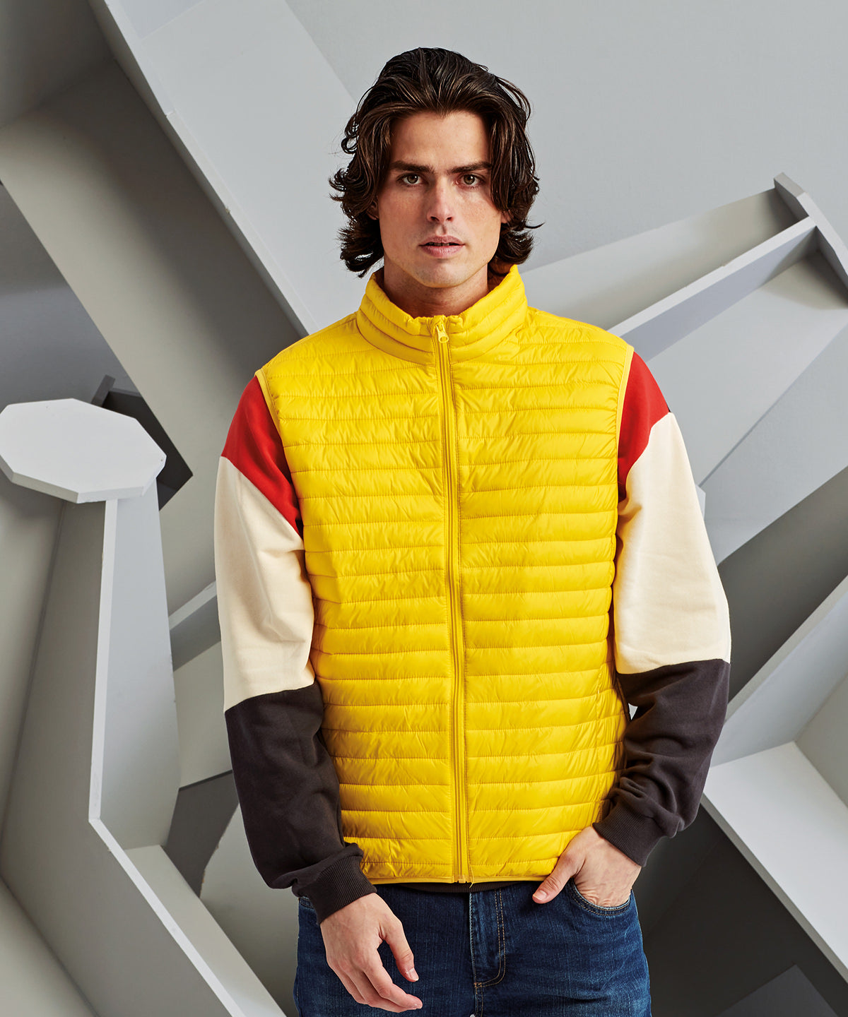2786 Tribe fineline padded gilet Black