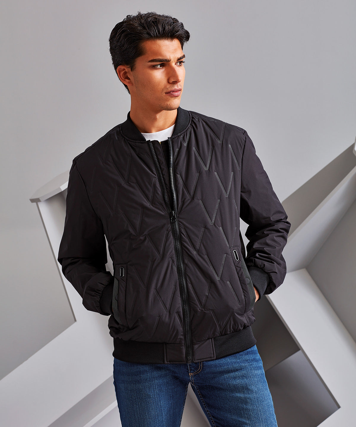 2786 Vector moulded bomber jacket Black