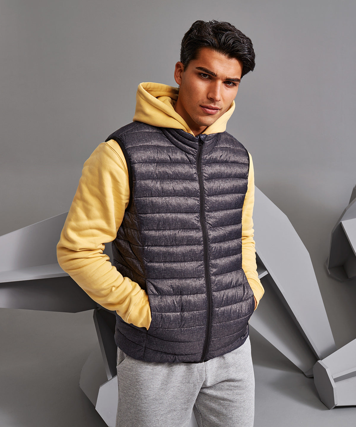 2786 Melange padded gilet Charcoal Melange