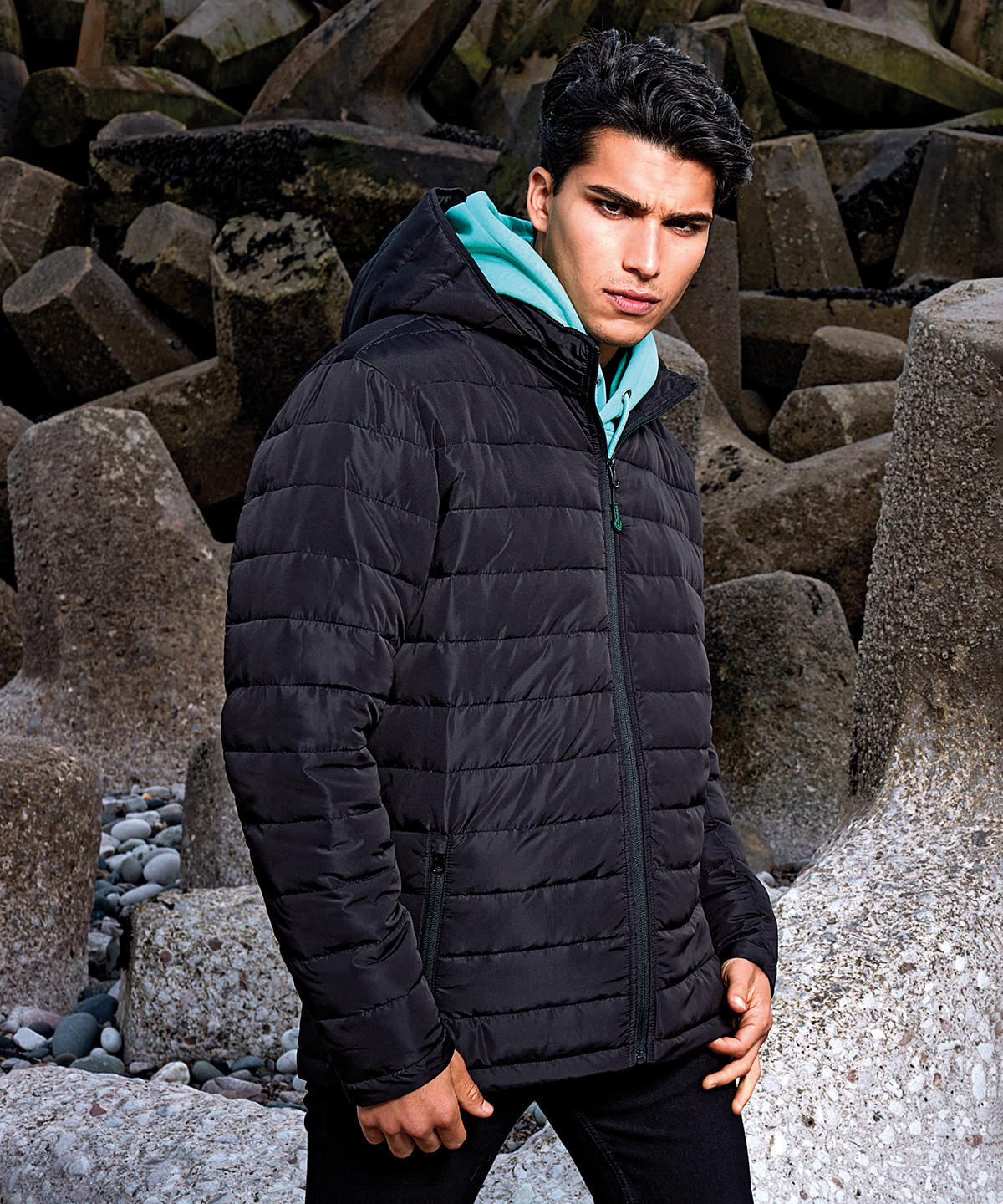 2786 Delmont recycled padded jacket Black