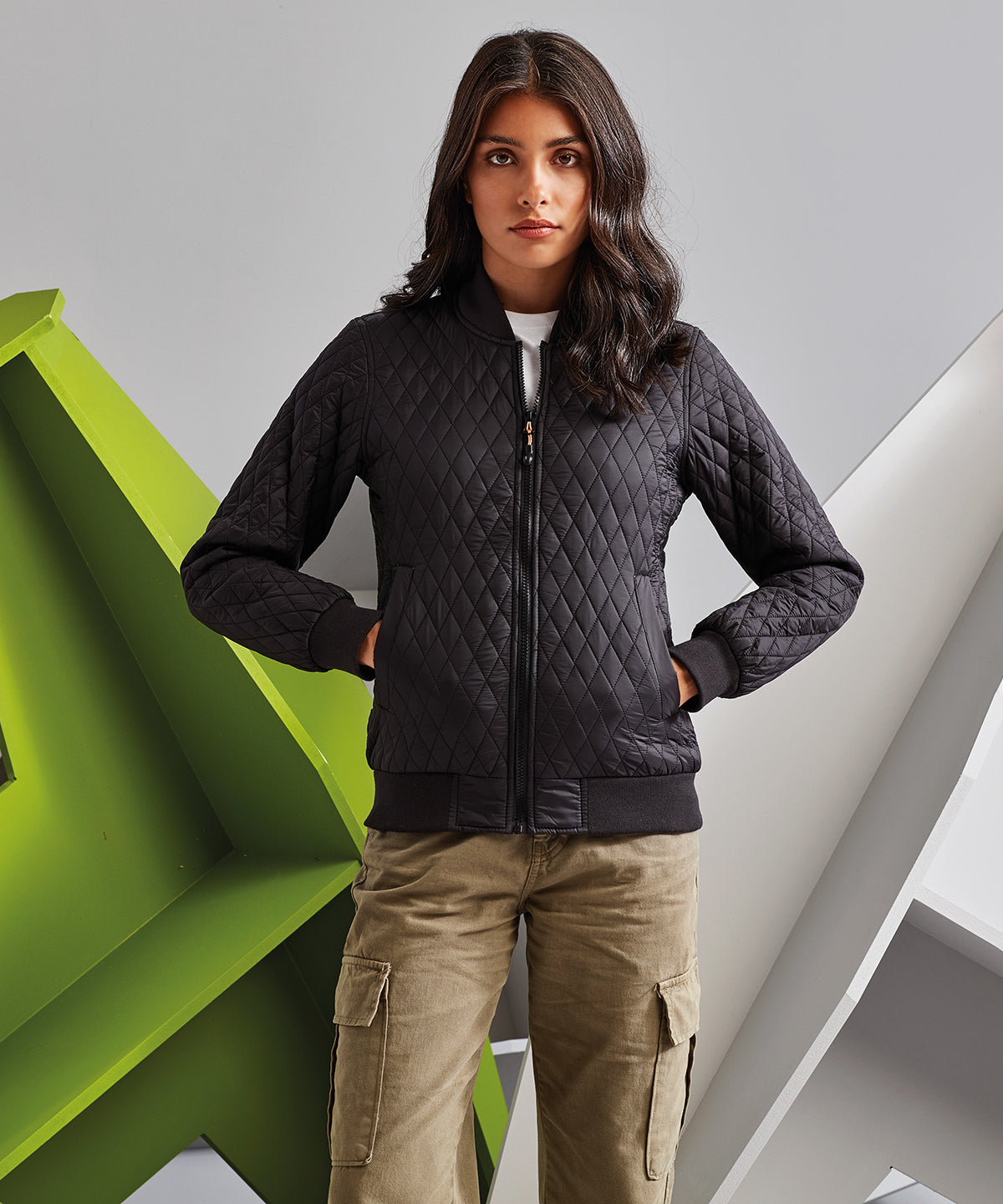 2786 Women's quilted flight jacket Black