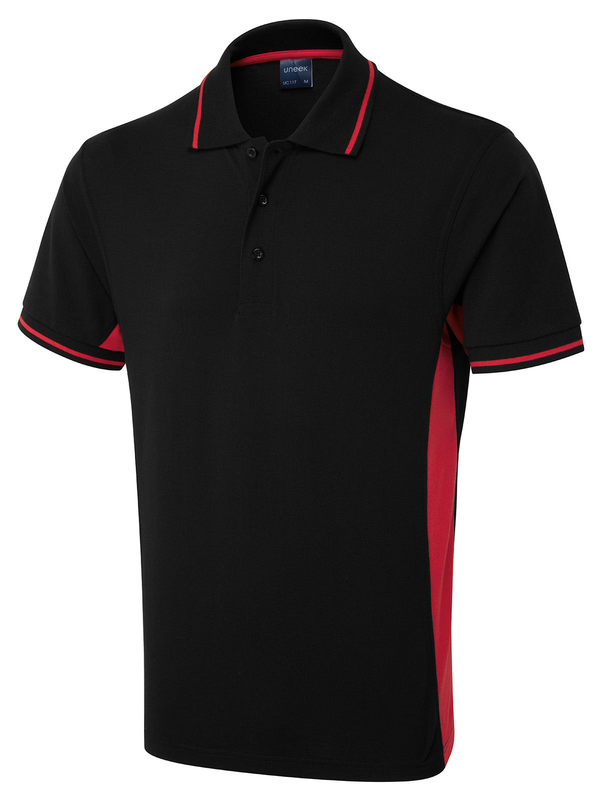 Uneek Two Tone Polo Shirt Black/Red