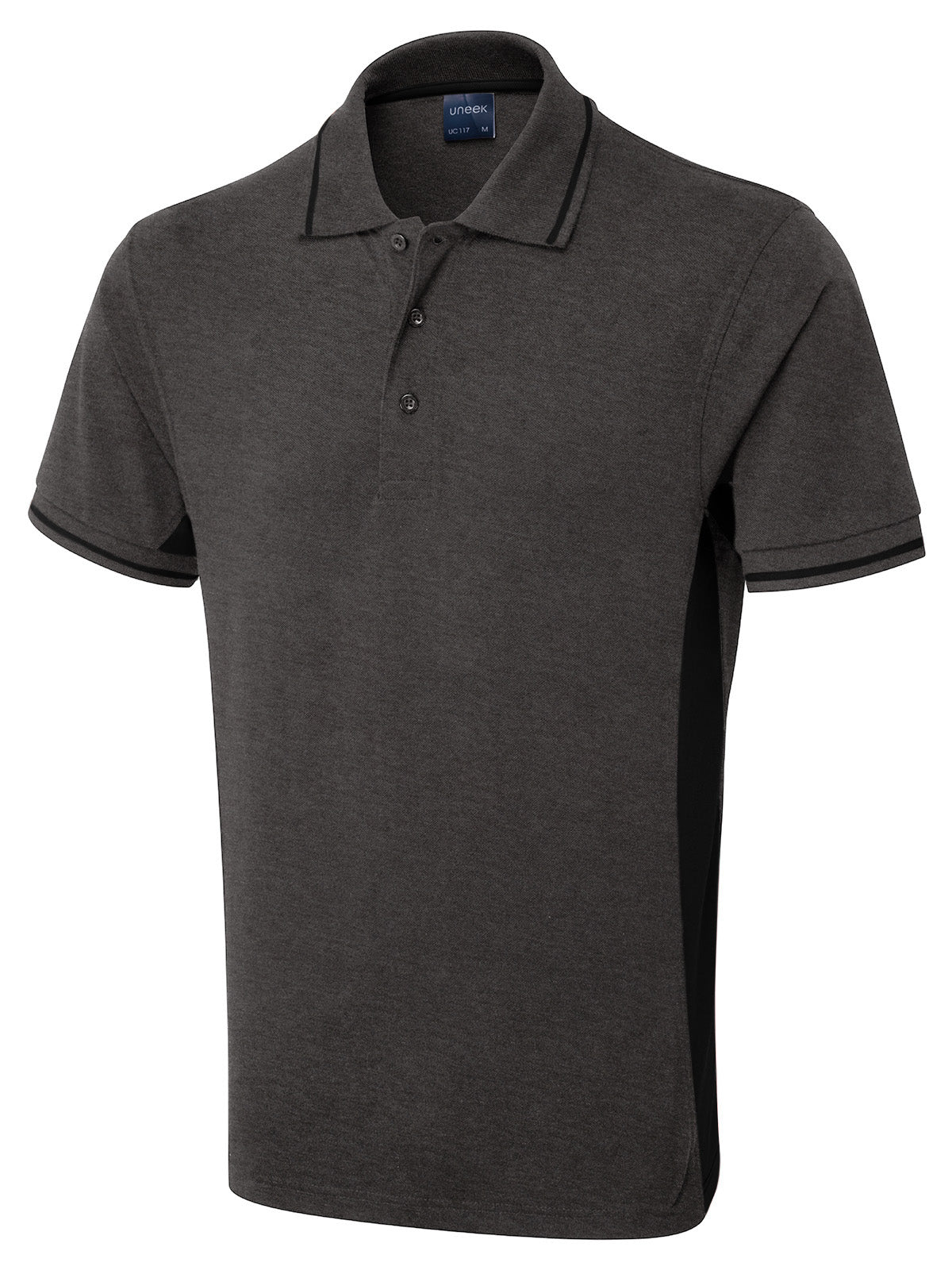 Uneek Two Tone Polo Shirt Charcoal/Black