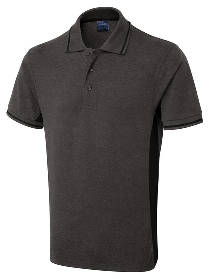 Uneek Two Tone Polo Shirt Charcoal/Black