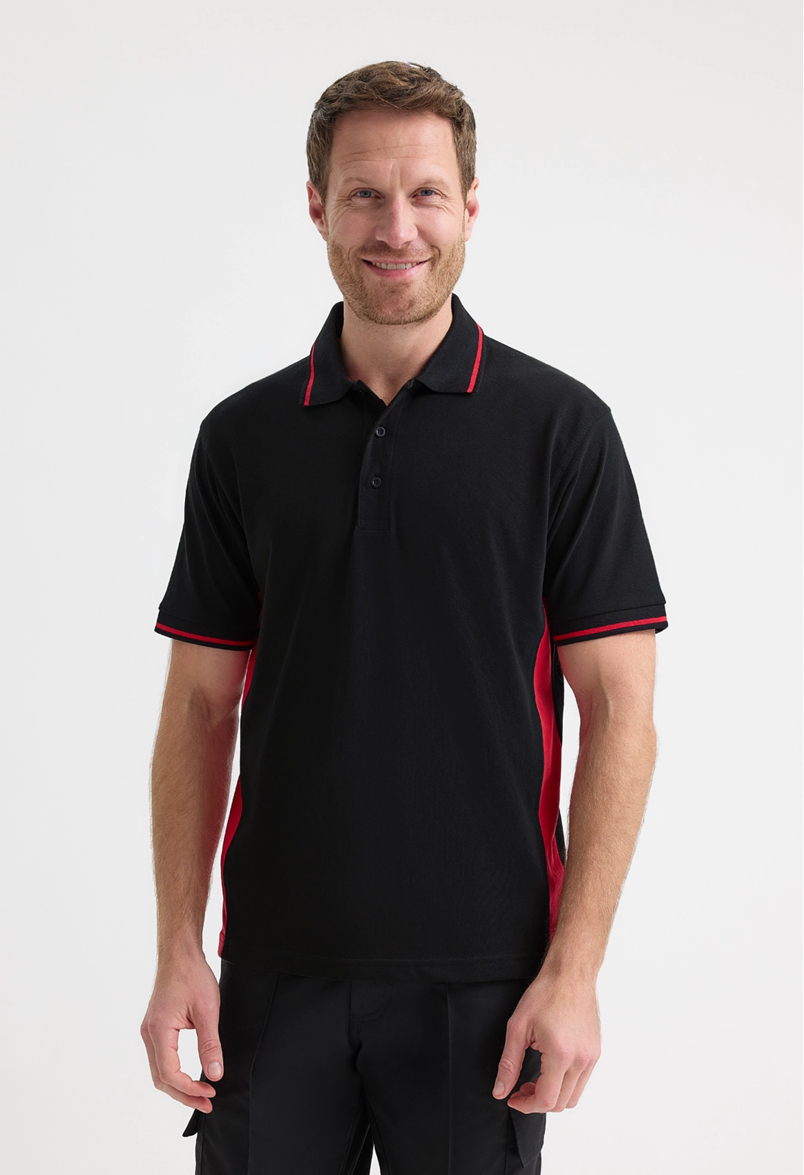 Uneek Two Tone Polo Shirt Black/Charcoal