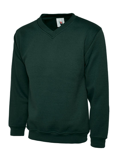 Uneek Premium V-Neck Sweatshirt Bottle Green