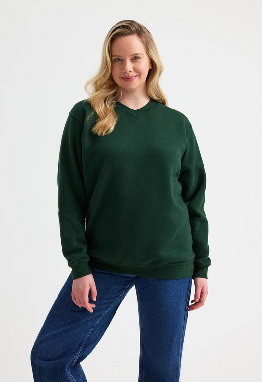 Uneek Premium V-Neck Sweatshirt Bottle Green