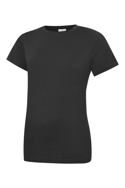 Uneek Ladies Classic Crew Neck T-Shirt Black