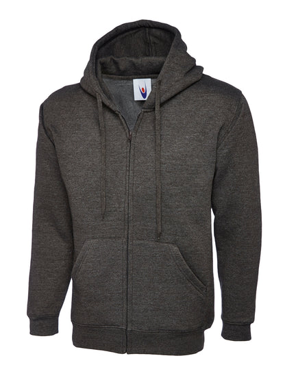 Uneek Adults Classic Full Zip Hooded Sweatshirt Charcoal