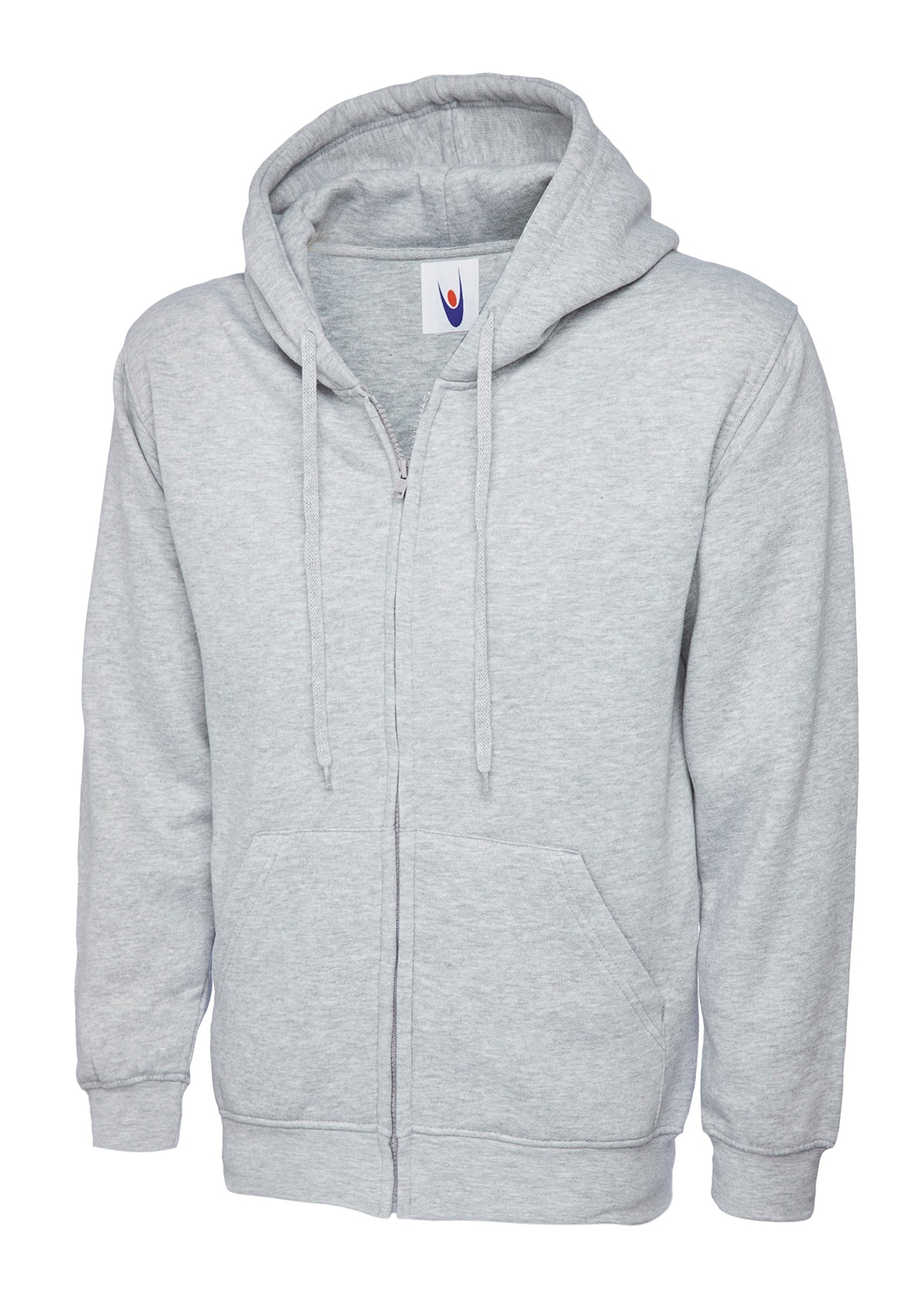 Uneek Adults Classic Full Zip Hooded Sweatshirt Heather Grey