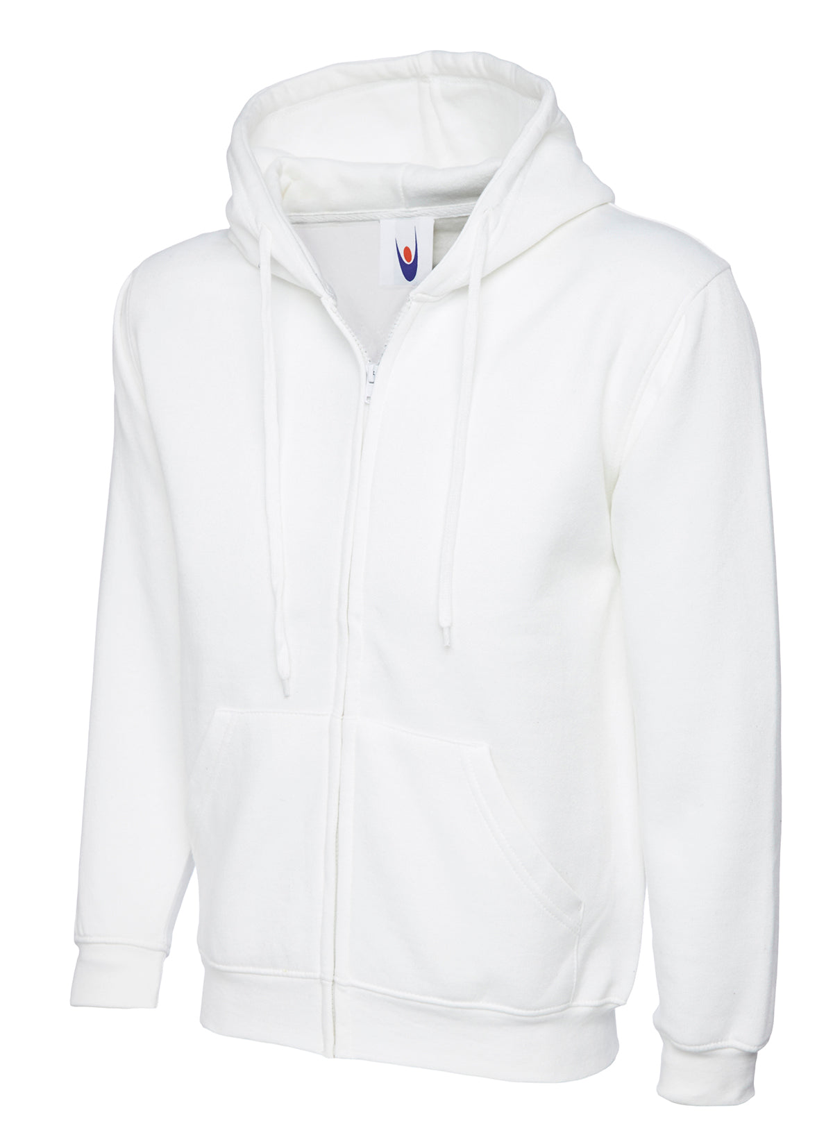 Uneek Adults Classic Full Zip Hooded Sweatshirt White