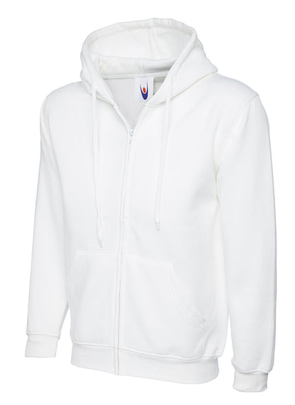 Uneek Adults Classic Full Zip Hooded Sweatshirt White
