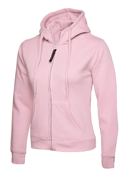 Uneek Ladies Classic Full Zip Hooded Sweatshirt Pink