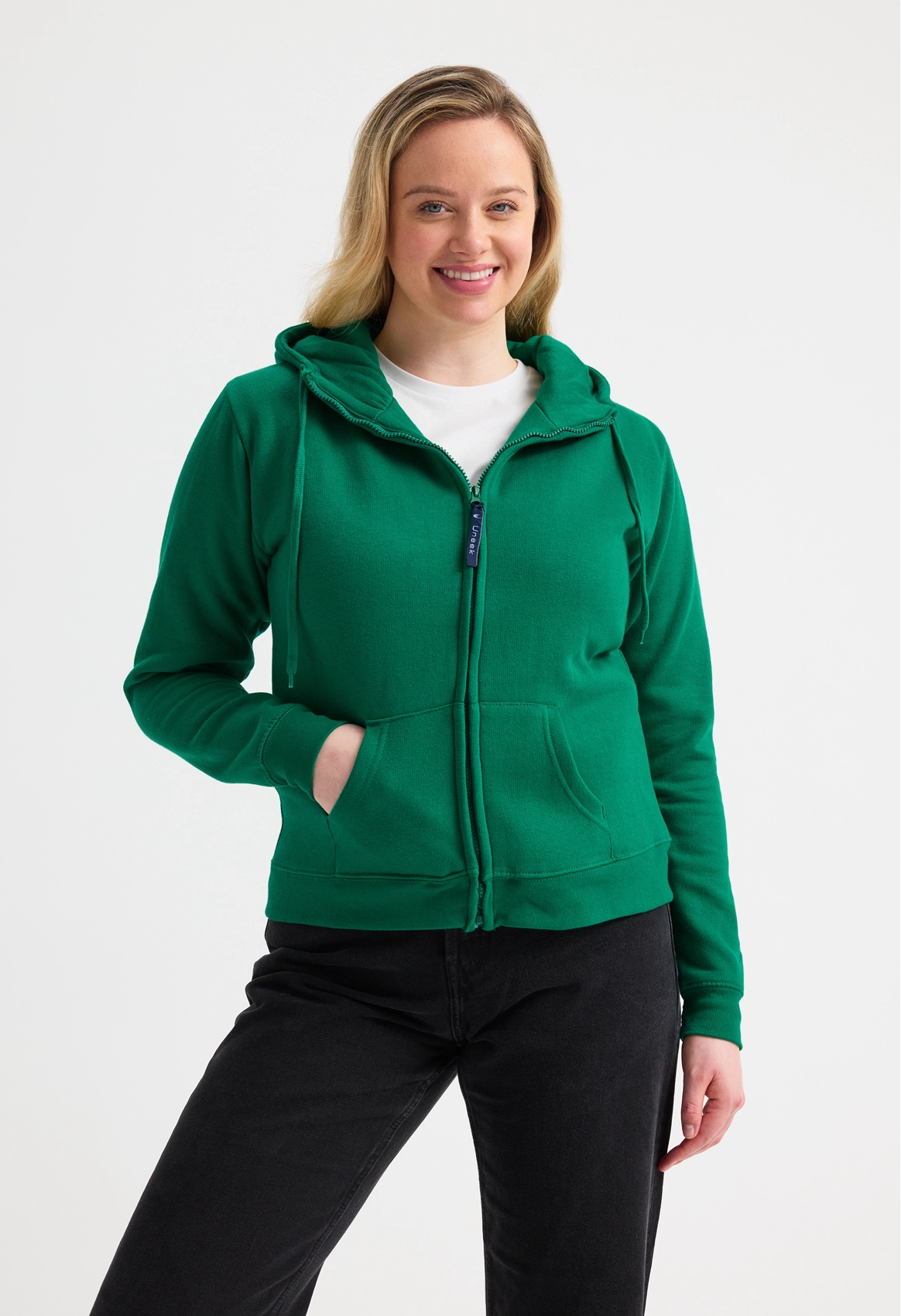 Uneek Ladies Classic Full Zip Hooded Sweatshirt Black