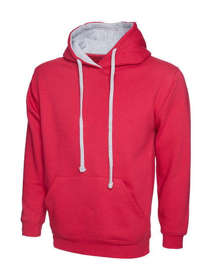 Uneek Contrast Hooded Sweatshirt Fuchsia/Heather Grey