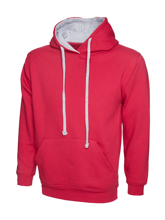 Uneek Contrast Hooded Sweatshirt Fuchsia/Heather Grey