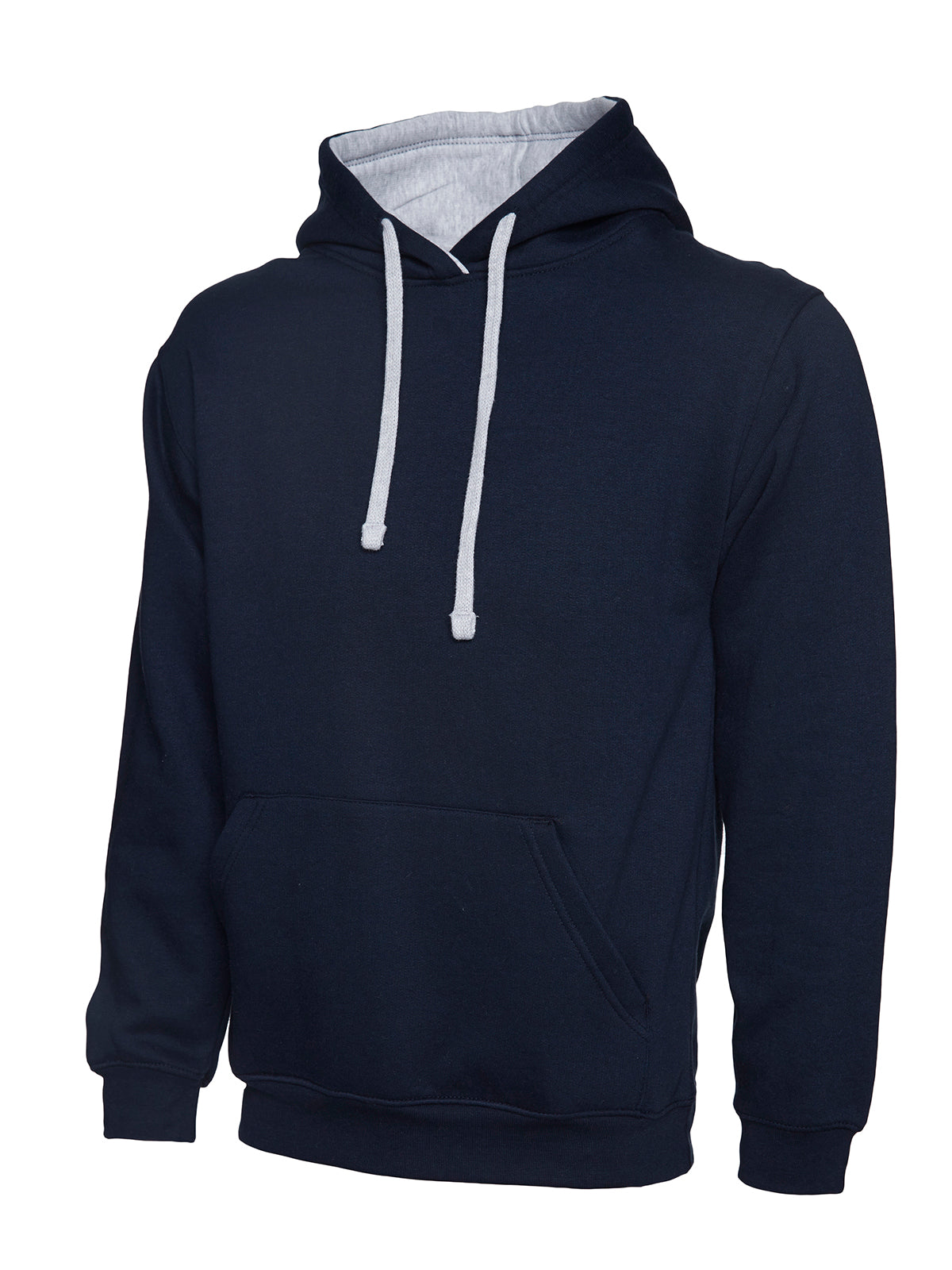 Uneek Contrast Hooded Sweatshirt Navy/Heather Grey