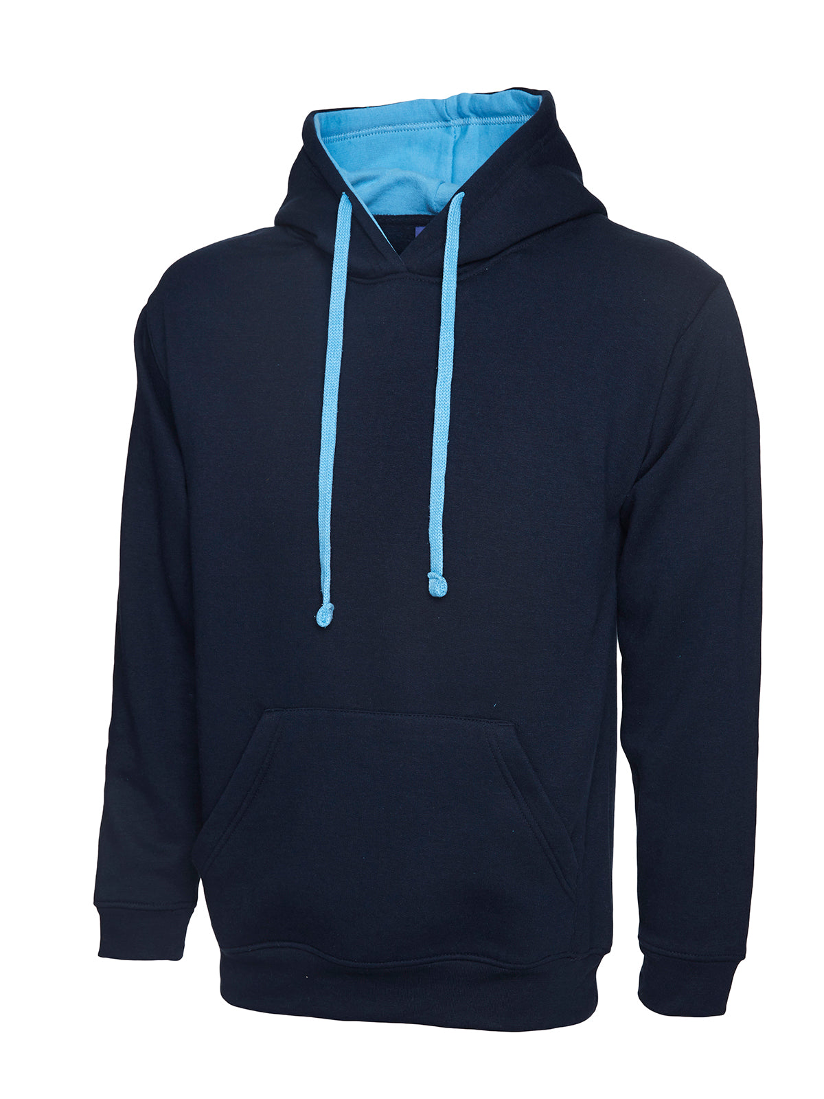 Uneek Contrast Hooded Sweatshirt Navy/Sky