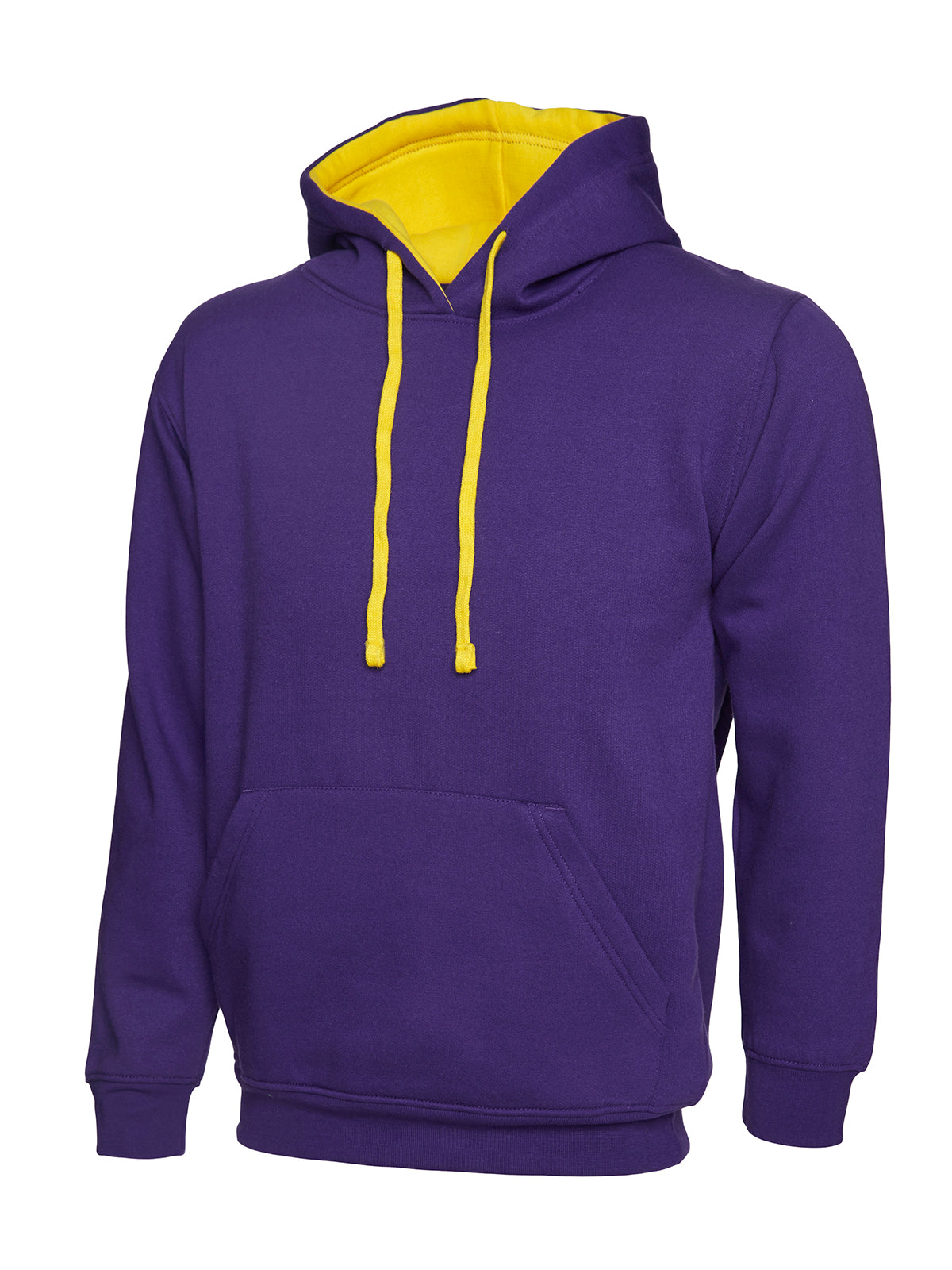 Uneek Contrast Hooded Sweatshirt Purple/Yellow