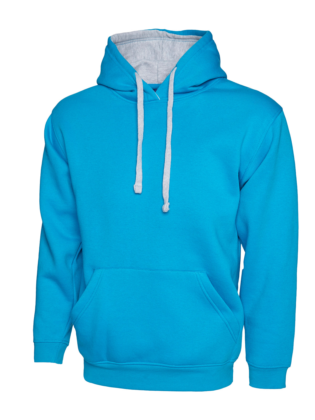 Uneek Contrast Hooded Sweatshirt Sapphire/Heather Grey