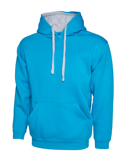 Uneek Contrast Hooded Sweatshirt Sapphire/Heather Grey