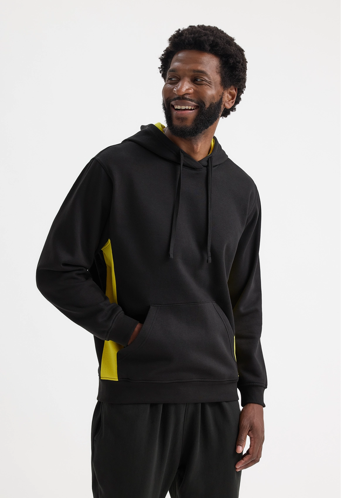 Uneek Two Tone Hooded Sweatshirt Black/Charcoal