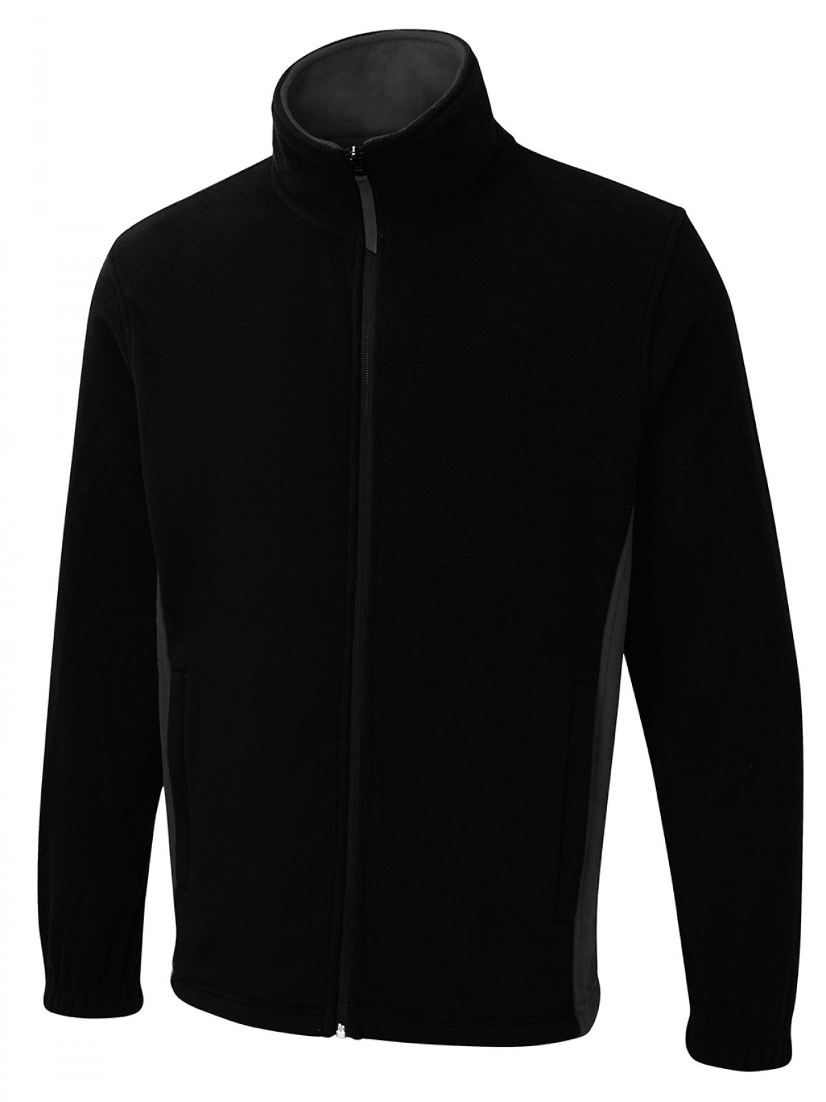 Uneek Two Tone Full Zip Fleece Jacket Black/Charcoal