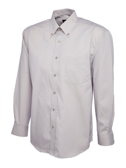 Uneek Mens Pinpoint Oxford Full Sleeve Shirt Silver Grey