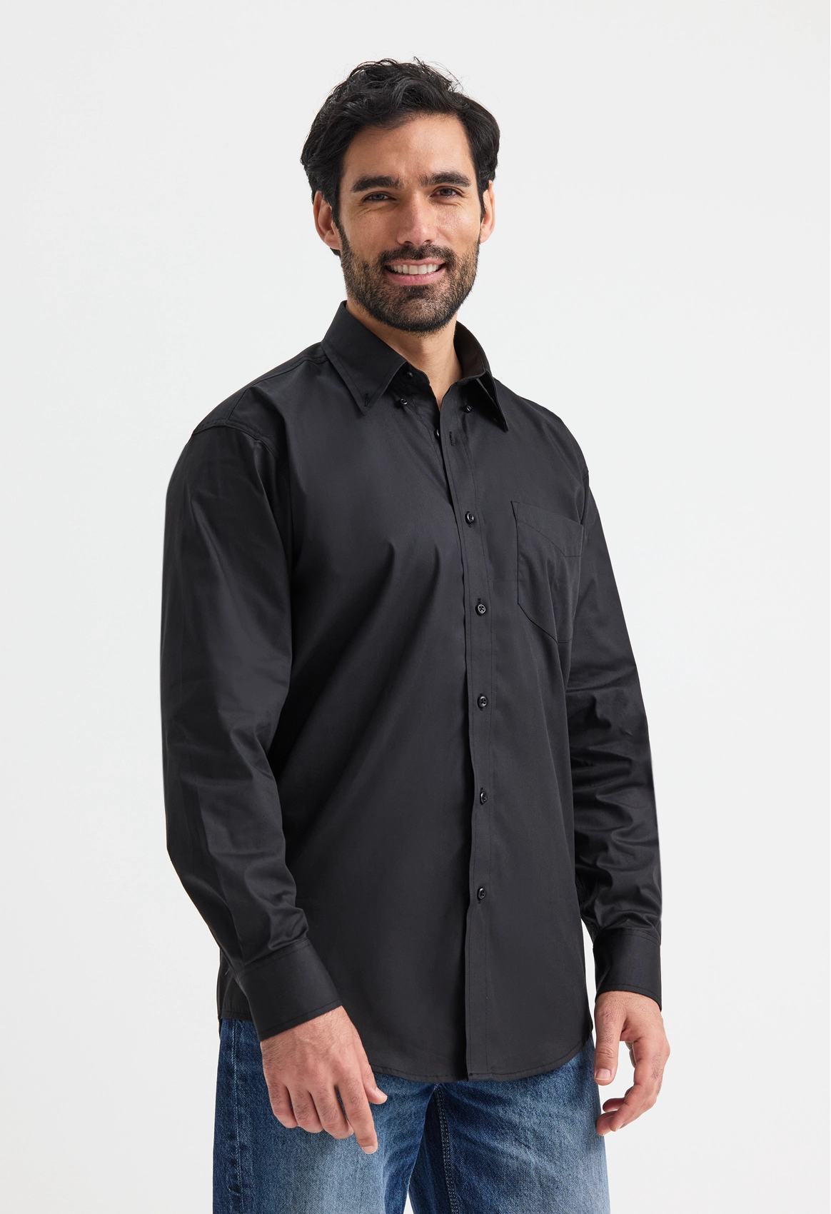 Uneek Mens Pinpoint Oxford Full Sleeve Shirt Black