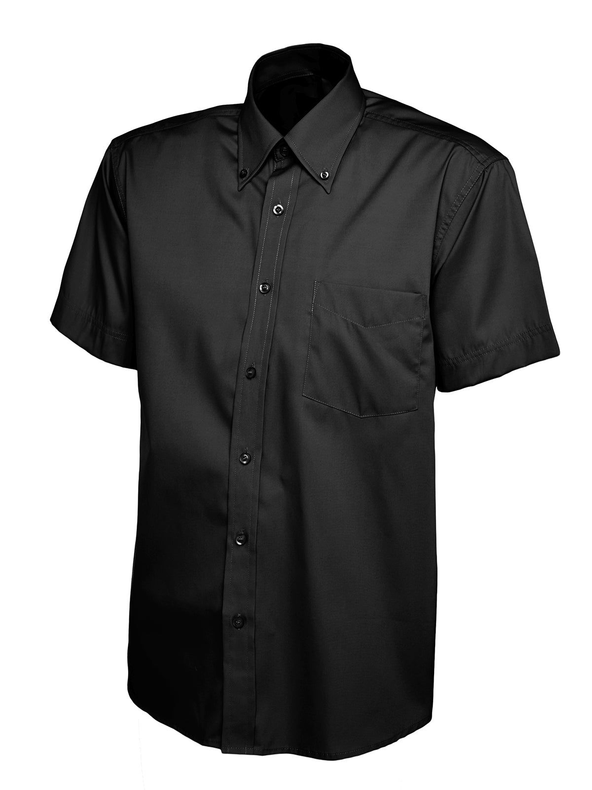 Uneek Mens Pinpoint Oxford Half Sleeve Shirt Black