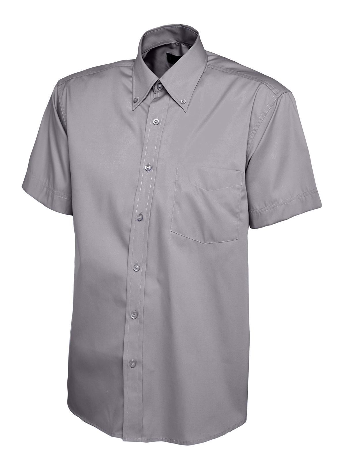 Uneek Mens Pinpoint Oxford Half Sleeve Shirt Charcoal