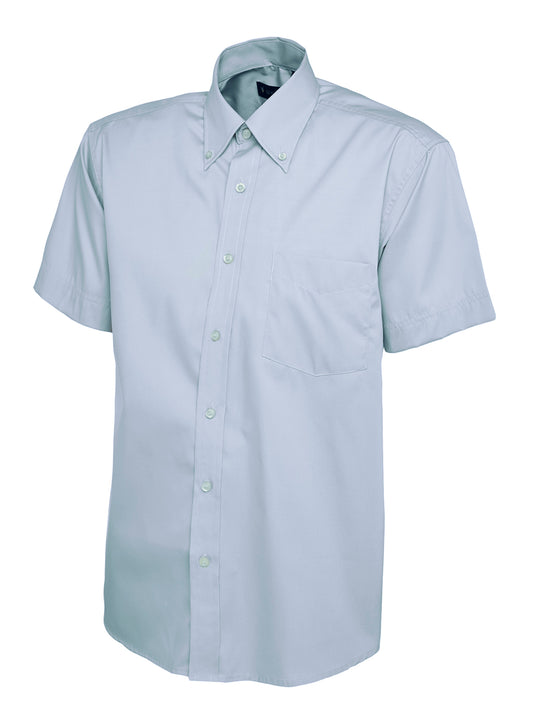 Uneek Mens Pinpoint Oxford Half Sleeve Shirt Light Blue