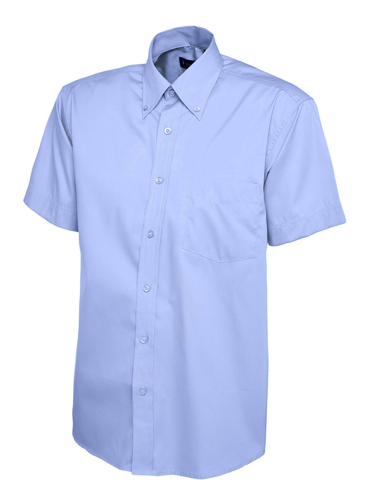 Uneek Mens Pinpoint Oxford Half Sleeve Shirt Mid Blue