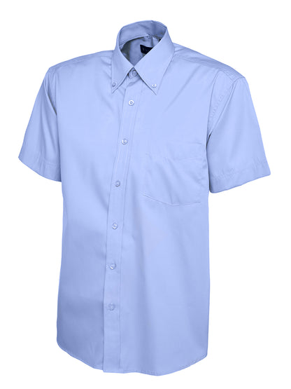 Uneek Mens Pinpoint Oxford Half Sleeve Shirt Mid Blue