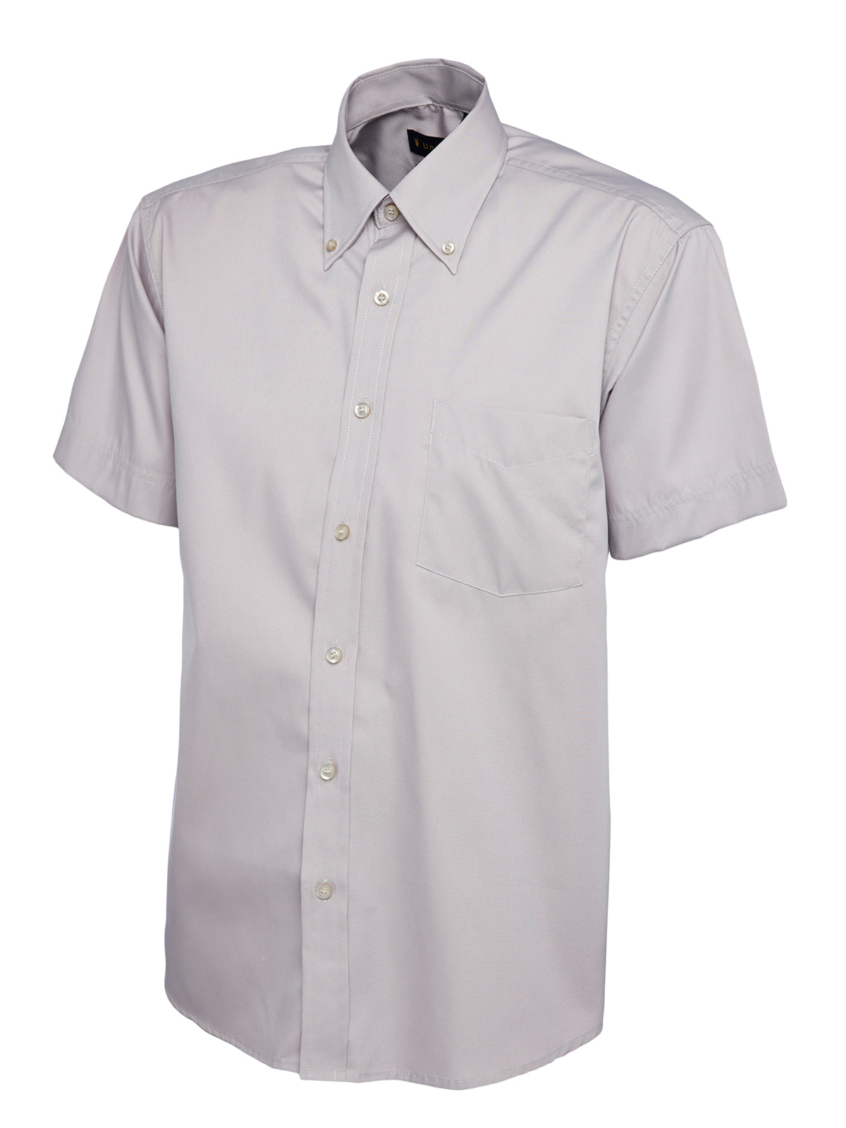 Uneek Mens Pinpoint Oxford Half Sleeve Shirt Silver Grey