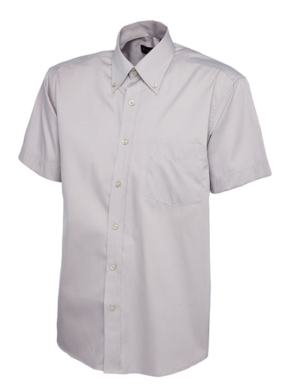Uneek Mens Pinpoint Oxford Half Sleeve Shirt Silver Grey