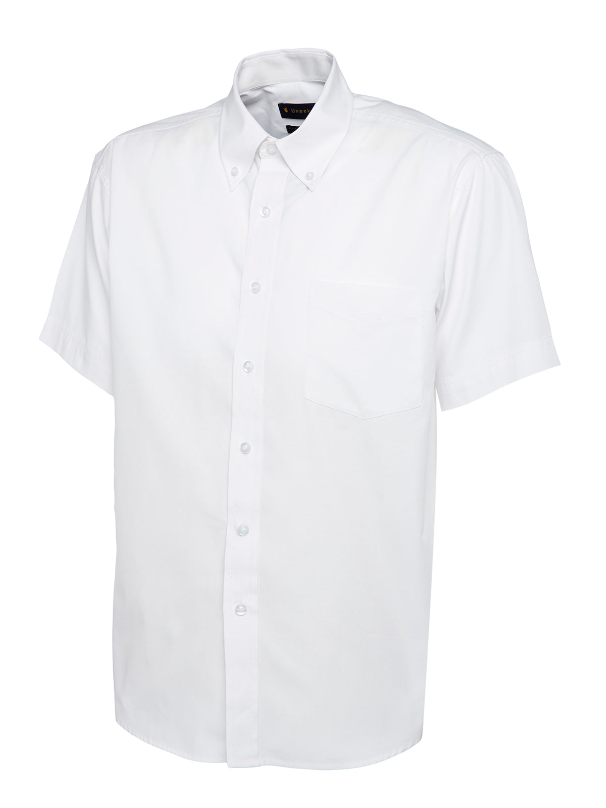 Uneek Mens Pinpoint Oxford Half Sleeve Shirt White