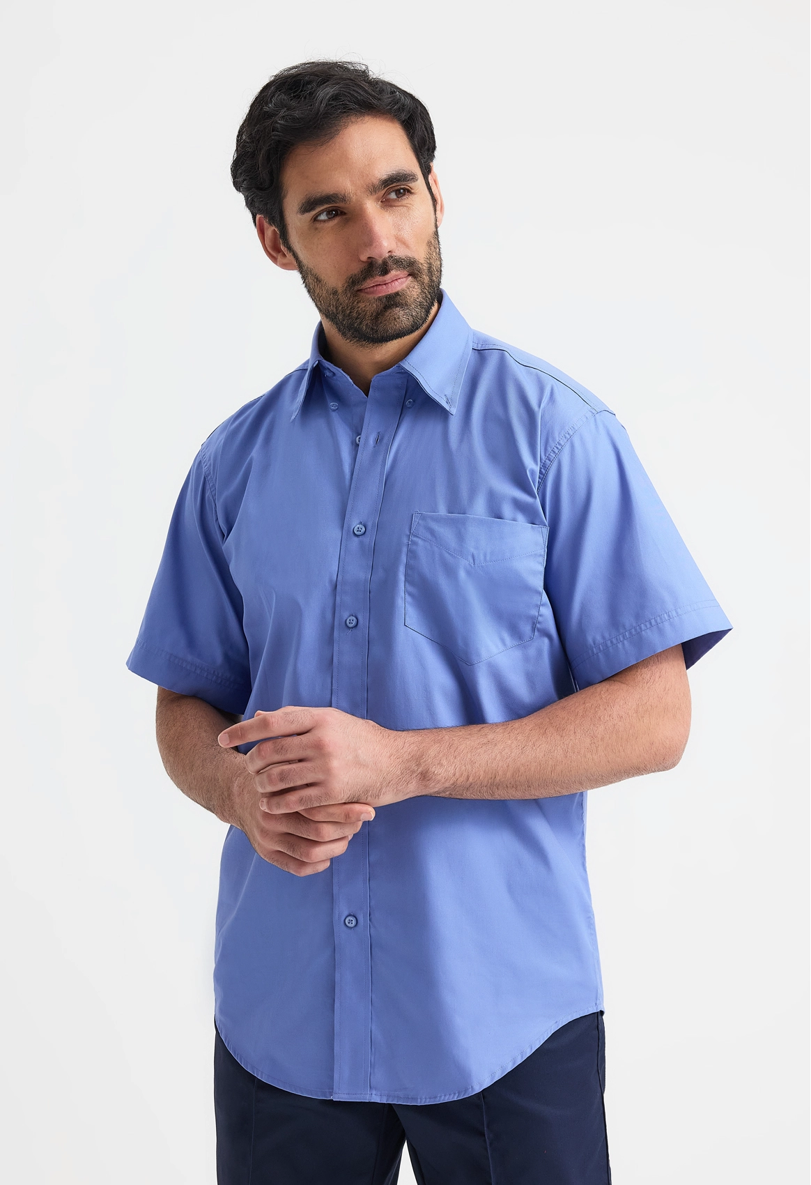 Uneek Mens Pinpoint Oxford Half Sleeve Shirt Black