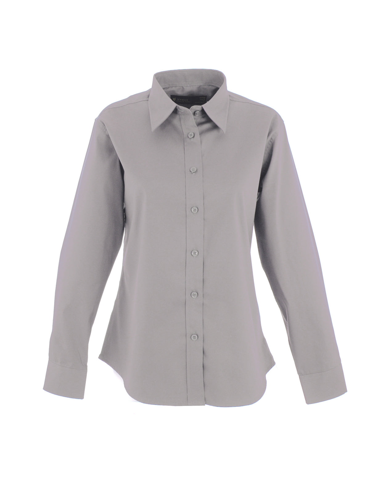 Uneek Ladies Pinpoint Oxford Full Sleeve Shirt Silver Grey