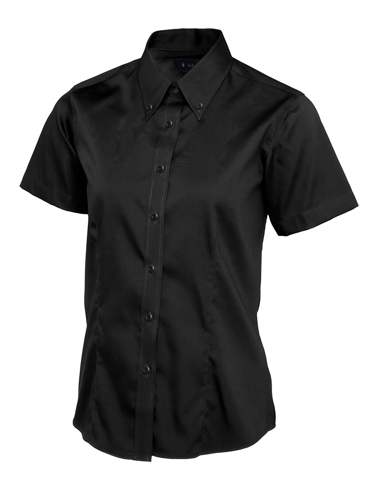 Uneek Ladies Pinpoint Oxford Half Sleeve Shirt Black