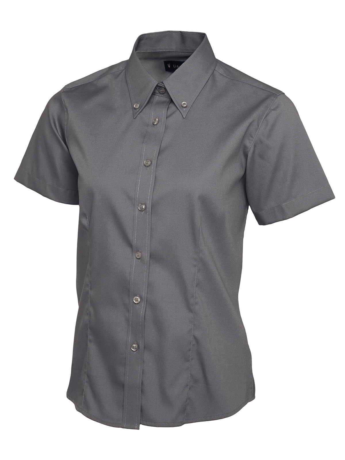 Uneek Ladies Pinpoint Oxford Half Sleeve Shirt Charcoal