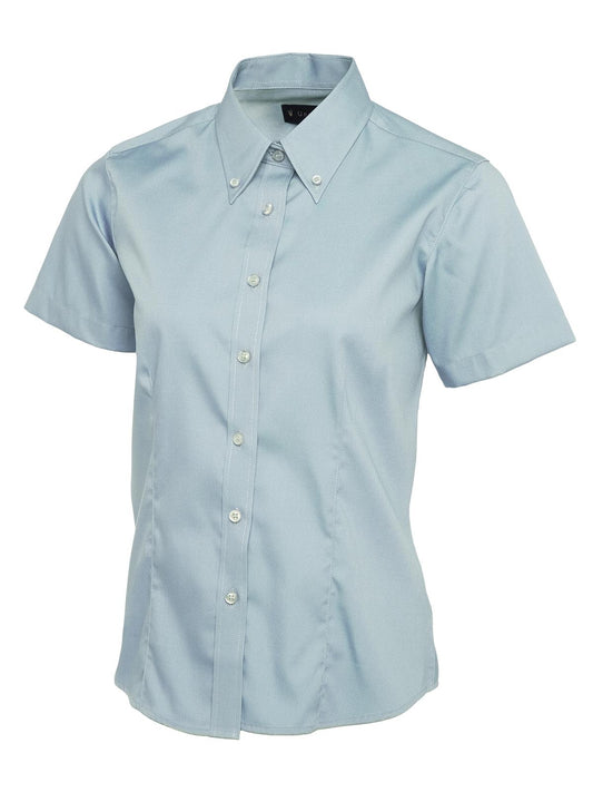 Uneek Ladies Pinpoint Oxford Half Sleeve Shirt Light Blue