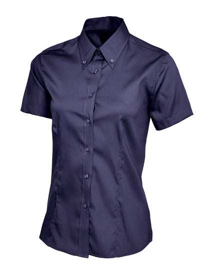 Uneek Ladies Pinpoint Oxford Half Sleeve Shirt Navy