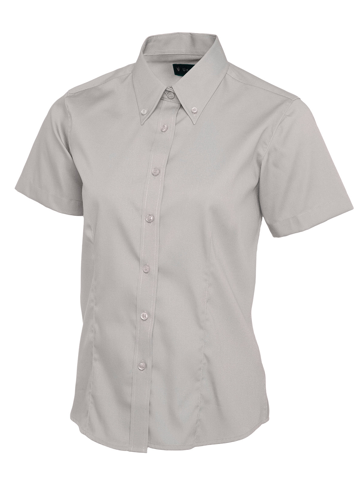 Uneek Ladies Pinpoint Oxford Half Sleeve Shirt Silver Grey