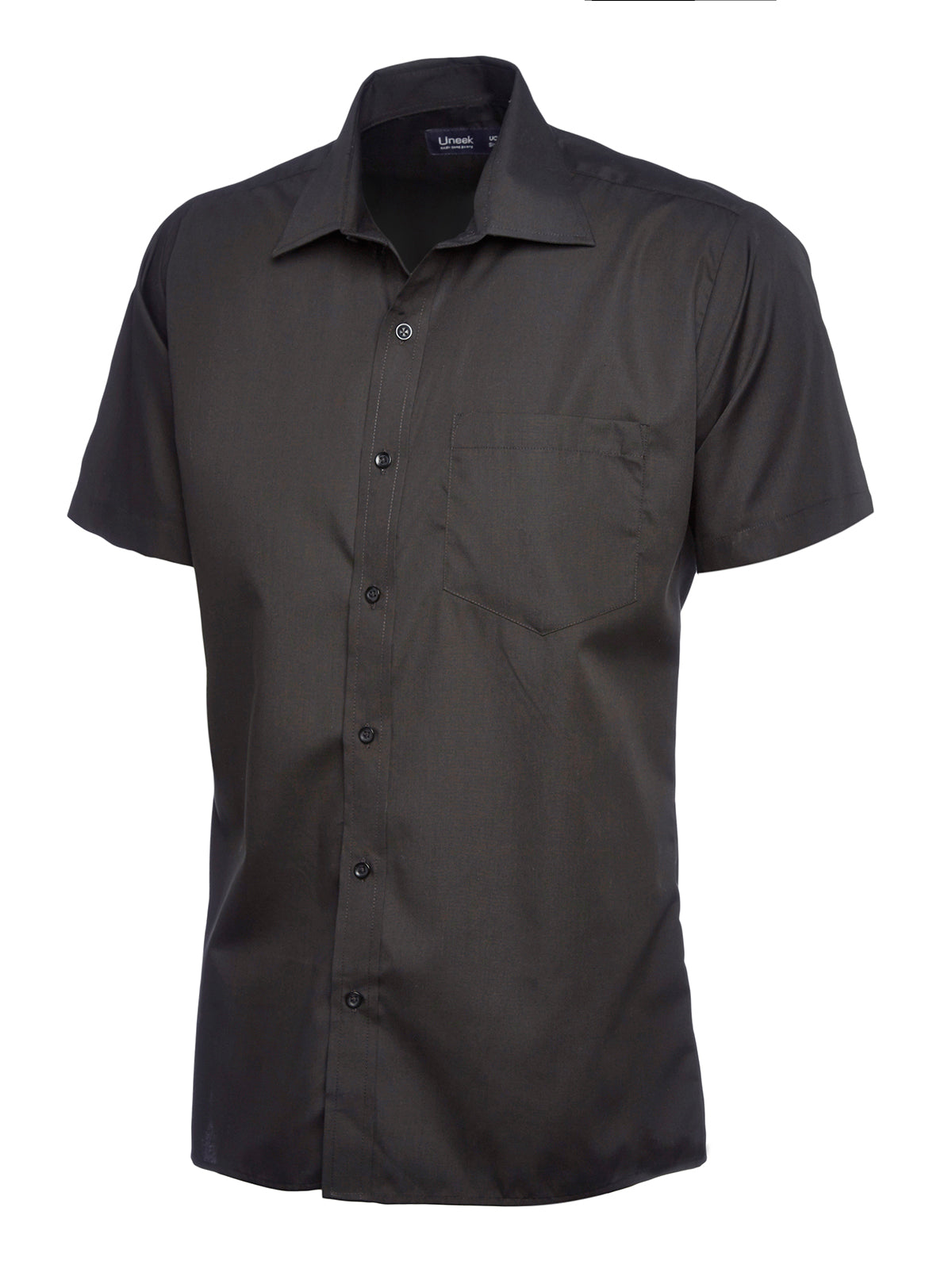Uneek Mens Poplin Half Sleeve Shirt Black